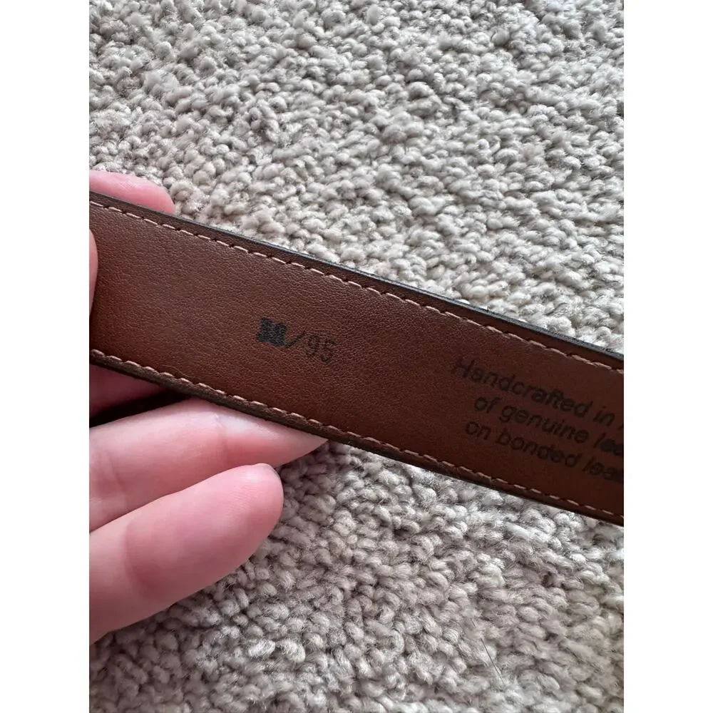 Handcrafted Brown Leather Belt Men's Size 38 Made in America Genuine on Bonded